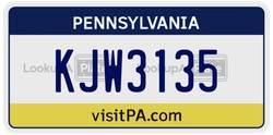 KJW3135  license plate in PA