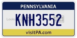 KNH3552 license plate in Pennsylvania