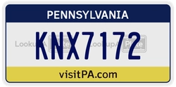 KNX7172  license plate in PA