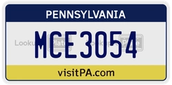 MCE3054  license plate in PA