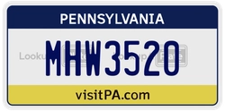 MHW3520  license plate in PA