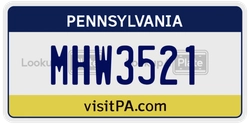 MHW3521  license plate in PA