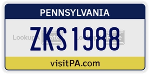ZKS1988 license plate in Pennsylvania