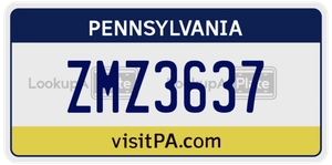 ZMZ3637 license plate in Pennsylvania
