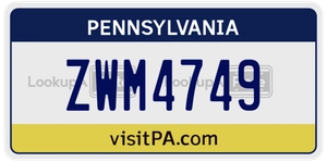 ZWM4749 license plate in Pennsylvania