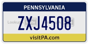 ZXJ4508 license plate in Pennsylvania