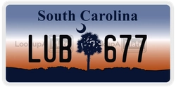LUB677  license plate in SC