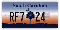 RF724  license plate in SC