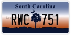 RWC751  license plate in SC