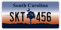 SKT456  license plate in SC