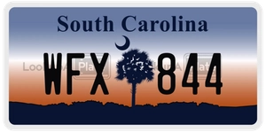 WFX844 license plate in South Carolina