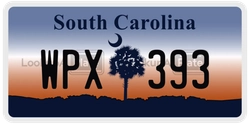 WPX393  license plate in SC