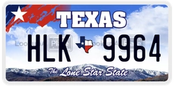 HLK9964  license plate in TX