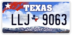 LLJ9063  license plate in TX