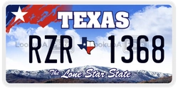 RZR1368  license plate in TX