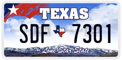 SDF7301  license plate in TX