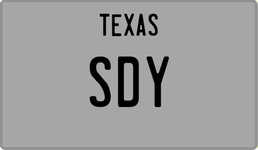 SDY license plate in Texas
