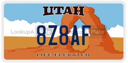 8Z8AF  license plate in UT
