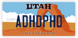 ADHDPHD  license plate in UT