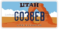 G038EB  license plate in UT