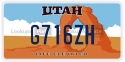 G716ZH  license plate in UT