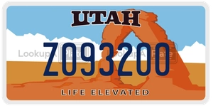 Z093200 license plate in Utah