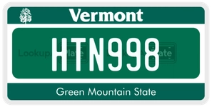 HTN998 license plate in Vermont