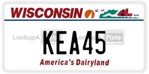 KEA45 license plate in Wisconsin