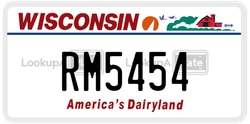 RM5454  license plate in WI