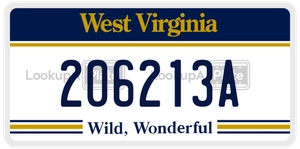 206213A license plate in West Virginia
