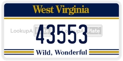 43553  license plate in WV
