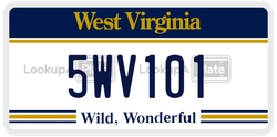 5WV101  license plate in WV