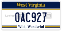 OAC927  license plate in WV