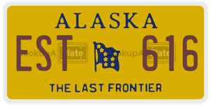 EST616 license plate in Alaska