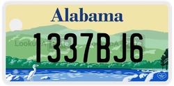 1337BJ6  license plate in AL