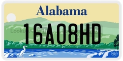 16A08HD  license plate in AL