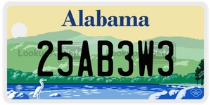 25AB3W3 license plate in Alabama