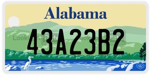 43A23B2 license plate in Alabama
