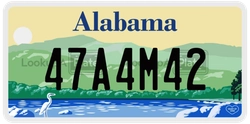 47A4M42  license plate in AL