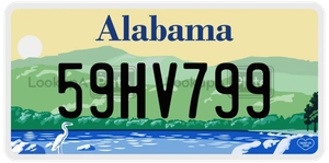 59HV799 license plate in Alabama