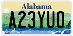 A23YU0  license plate in AL