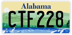 CTF228  license plate in AL