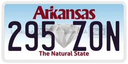 295ZON  license plate in AR