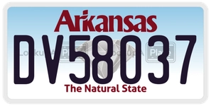 DV58037 license plate in Arkansas