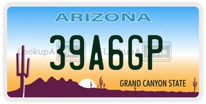 39A6GP license plate in Arizona