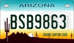 BSB9863 license plate in Arizona