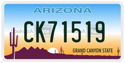 CK71519  license plate in AZ