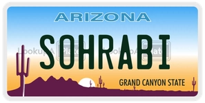 SOHRABI license plate in Arizona
