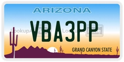 VBA3PP  license plate in AZ
