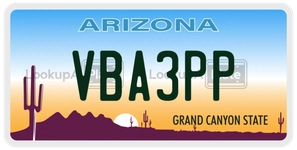 VBA3PP license plate in Arizona